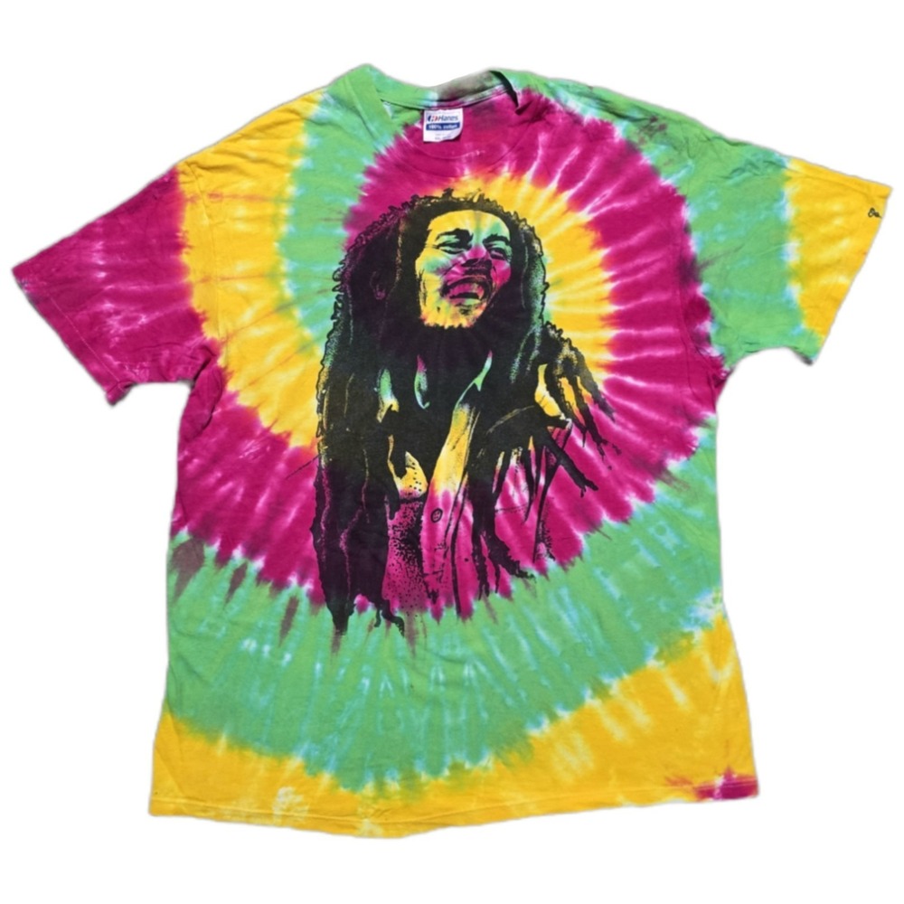 Vintage‎ Bob Marley Rasta Tie-Dye T-Shirt Mens 2XL Single-Stitch Cotton USA 80s